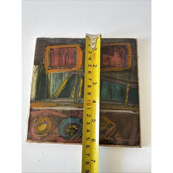 Acrylic Abstract Painting Multicolored 10x7.2in High Quality Wood Art - Picture 8 of 8